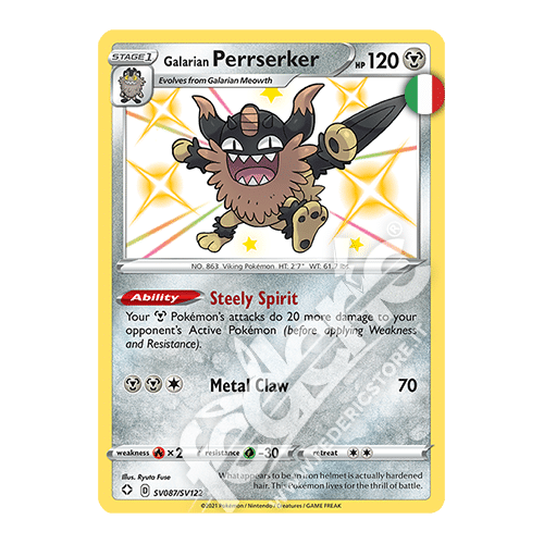 SV087-SV122 Perrserker Di Galar Shiny Star (IT) - MINT
