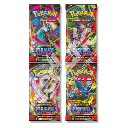 Megaevoluzione Fiamme Spettrali 4 Buste Set Artwork (IT)